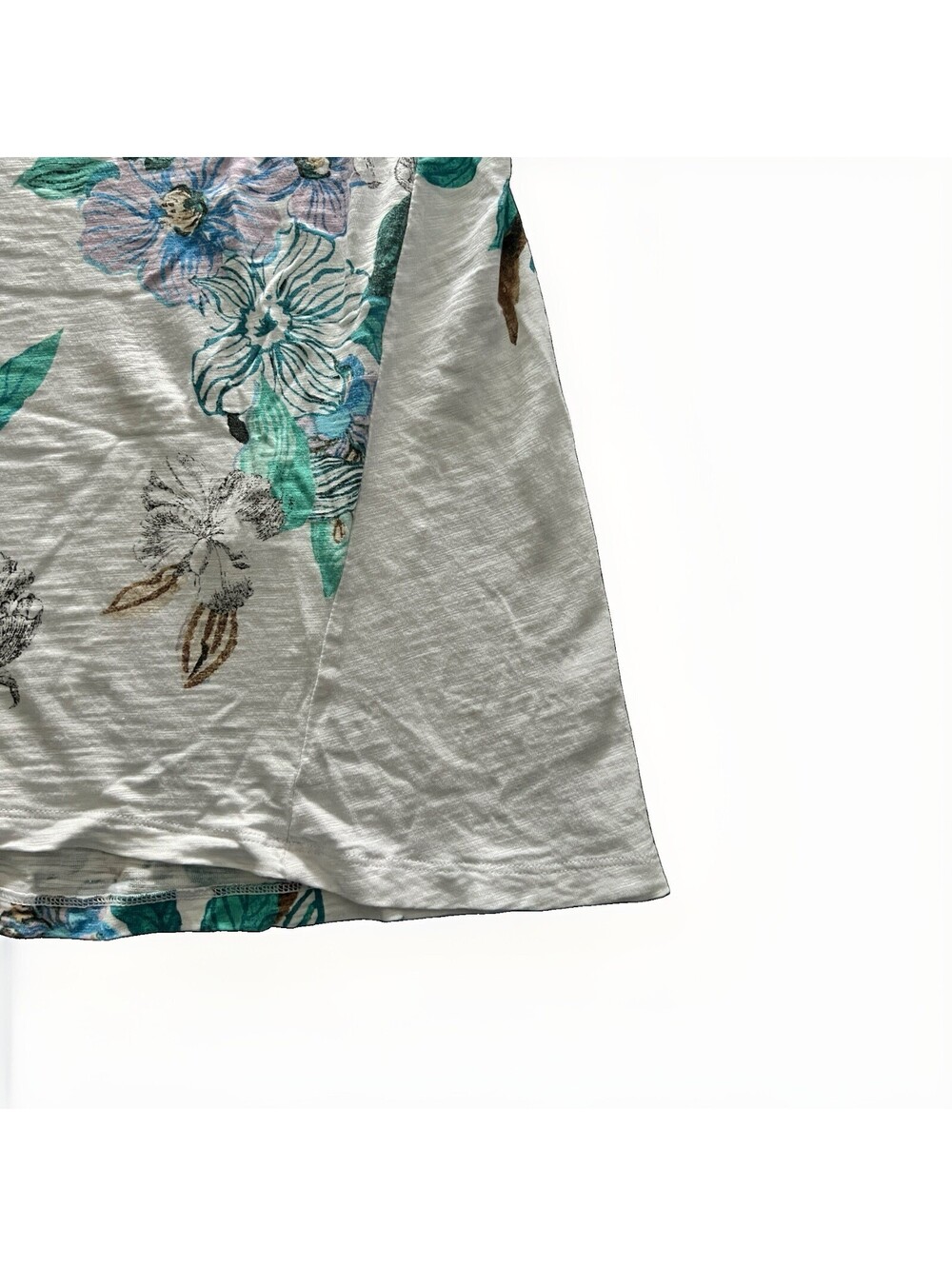 Chicos Boho Floral Swing Top 2/L Angled Side Panels Cotton Modal Slub Knit - Picture 3 of 9